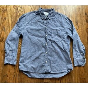 Billy Reid Shirt Mens Size Large Slim Fit Linen Blend Blue Long Sleeve Button Up